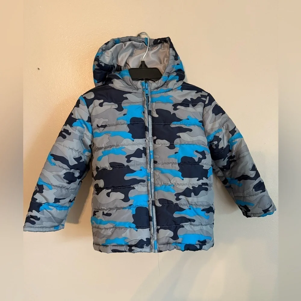 Gymboree camo Gray and Blue Puffer Jacket